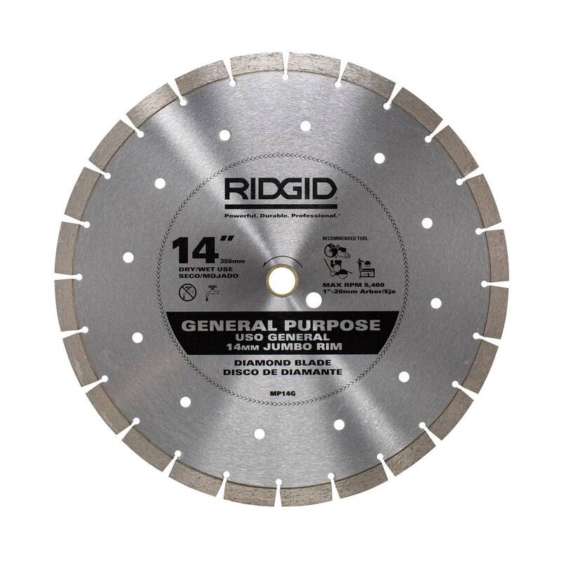 Hoja de diamante de borde alto segmentado de 14 pulgadas RIDGID - HD-MP14G