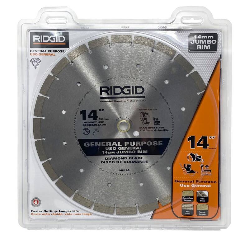 Hoja de diamante de borde alto segmentado de 14 pulgadas RIDGID - HD-MP14G