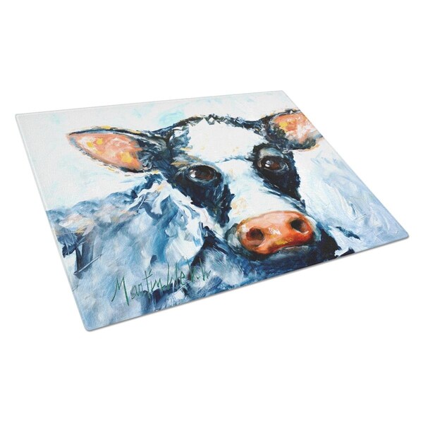 Carolines Treasures Cow Lick Black & White Cow Glass Cutting Board Large - MW1273LCB