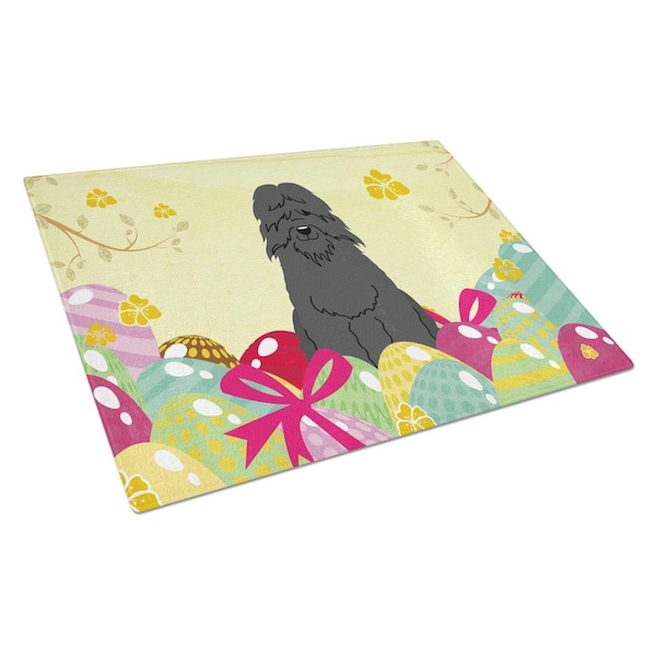 Carolines Treasures Easter Eggs Bouvier Des Flandres Glass Cutting Board Large - BB6074LCB