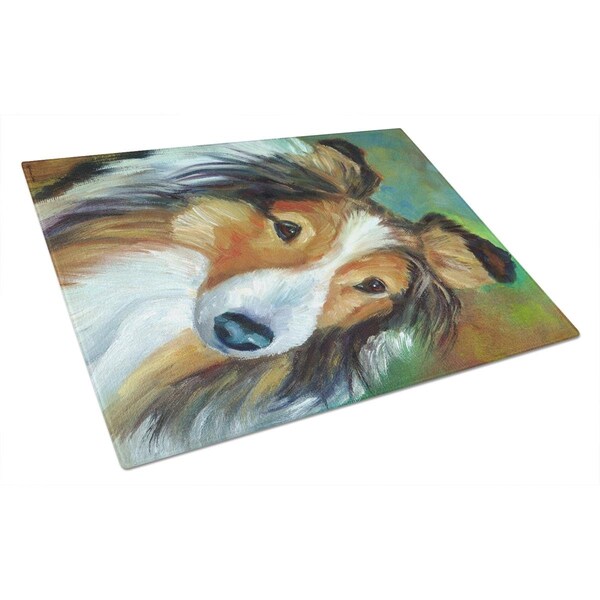 Carolines Treasures Sheltie Curiosity Glass Cutting Board Large - 7396LCB