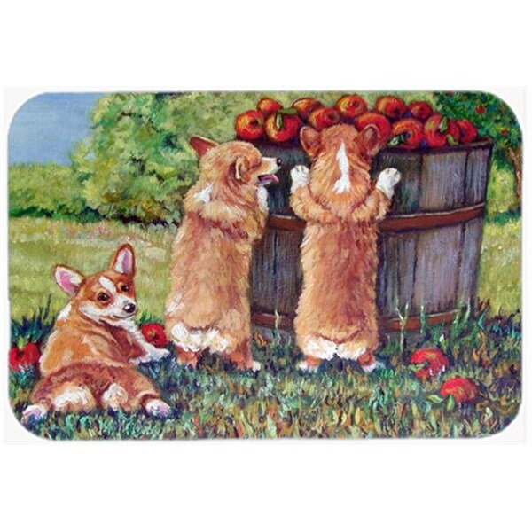 Carolines Treasures Carolines Treasures 7351LCB Apple Helper Corgis Glass Cutting Board; Large - 7351LCB