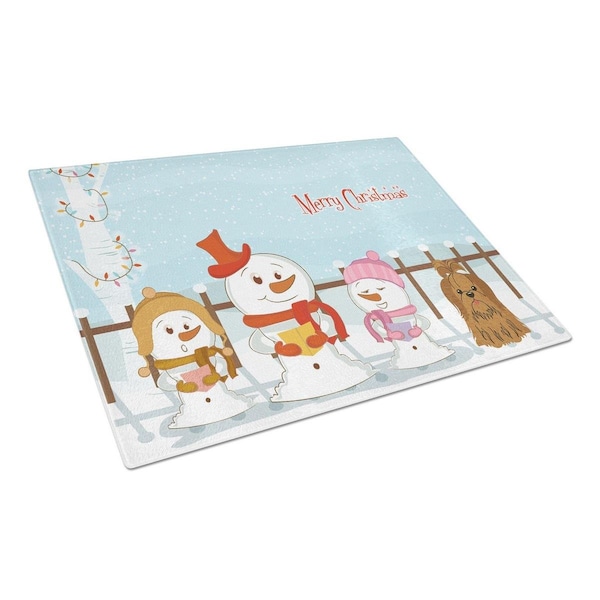Carolines Treasures Merry Christmas Carolers Shih Tzu Chocolate Glass Cutting Board, Large - BB2417LCB