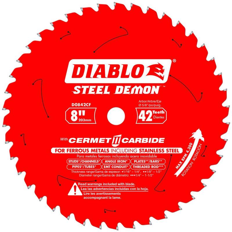 Hoja de sierra DIABLO 8 pulgadas x 42 dientes Steel Demon Cermet II para metal grueso - D0842CF