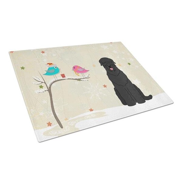 Carolines Treasures Carolines Treasures BB2498LCB Christmas Presents Between Friends Black Russian Terrier Glass Cutting Board; Large - BB2498LCB