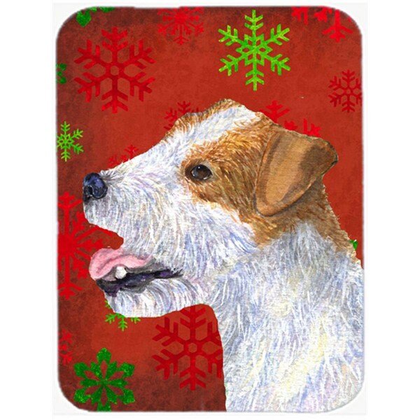 Carolines Treasures Jack Russell Terrier Red Snowflakes Christmas- Glass Cutting Board - Large - SS4711LCB