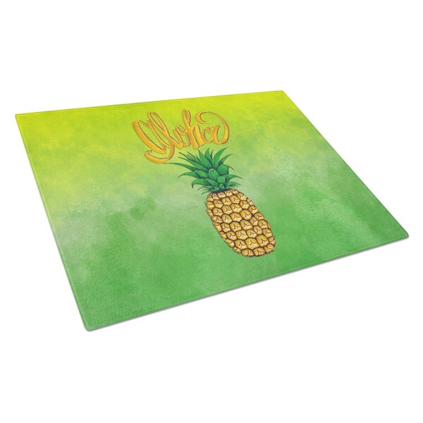 Carolines Treasures Aloha Pineapple Welcome Glass Cutting Board Large - BB7451LCB
