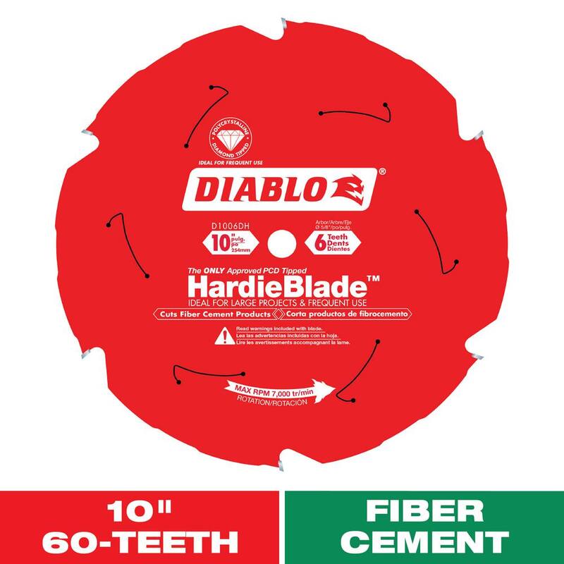 DIABLO 10in. x 6 Dientes HardieBlade Hoja de Sierra para Cemento de Fibra - D1006DH