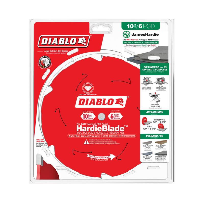 DIABLO 10in. x 6 Dientes HardieBlade Hoja de Sierra para Cemento de Fibra - D1006DH