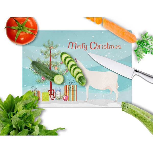 Carolines Treasures Saanen Goat Christmas Glass Cutting Board - Large - BB9256LCB