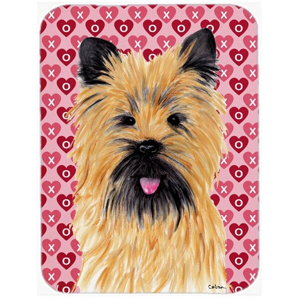 Carolines Treasures 12 x 15 in. Cairn Terrier Hearts Love and Valentines Day Glass Cutting Board- Large - SC9264LCB