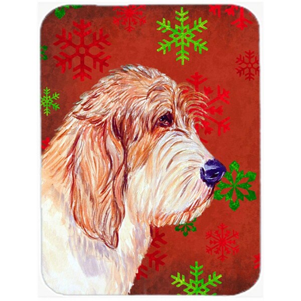 Carolines Treasures Petit Basset Griffon Vendeen Red Snowflakes Christmas Glass Cutting Board - Large - LH9352LCB