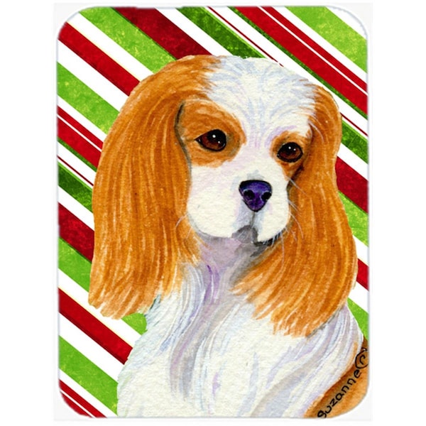 Carolines Treasures Cavalier Spaniel Candy Cane Holiday Christmas Glass Cutting Board - Large - SS4596LCB