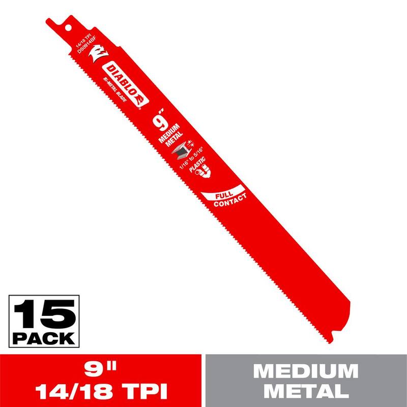 DIABLO 9 pulgadas 14/18 TPI Hojas de Sierra Recíproca Bimetálicas para Metal Mediano - DS0914BF15