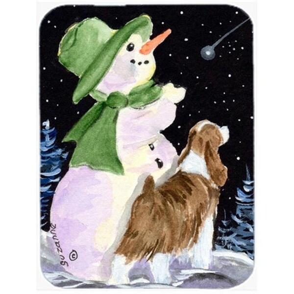 Carolines Treasures Carolines Treasures SS8949LCB Snowman With English Springer Spaniel Glass Cutting Board; Large - SS8949LCB