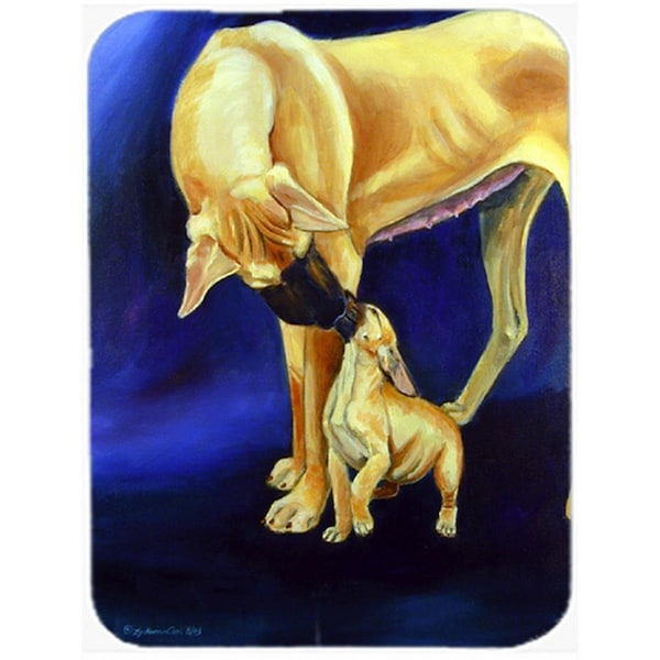 Carolines Treasures Natural Fawn Great Dane with Puppy Glass Cutting Board - Large- 15 x 12 in. - 7208LCB