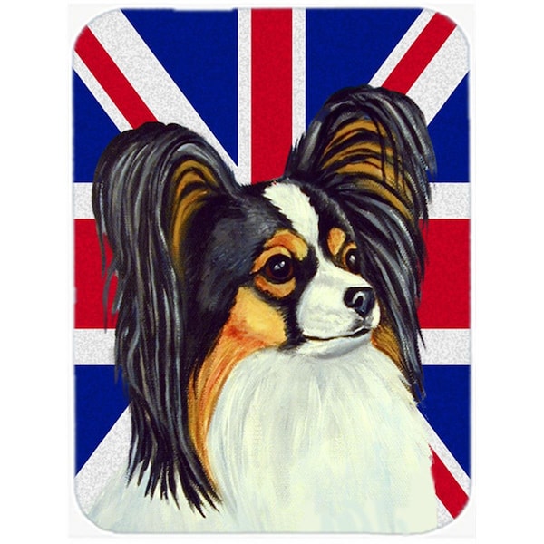 Carolines Treasures Papillon With English Union Jack British Flag Glass Cutting Board - Large - LH9503LCB