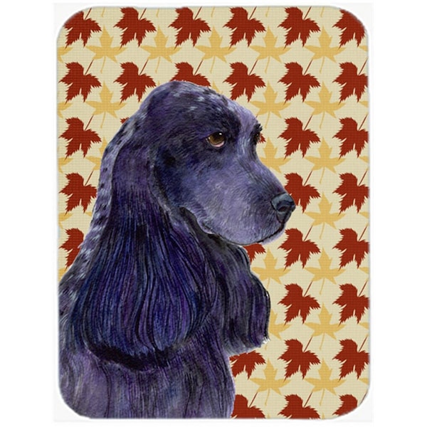 Carolines Treasures 12 x 15 in. Cocker Spaniel Fall Leaves Portrait Glass Cutting Board- Large - SS4385LCB