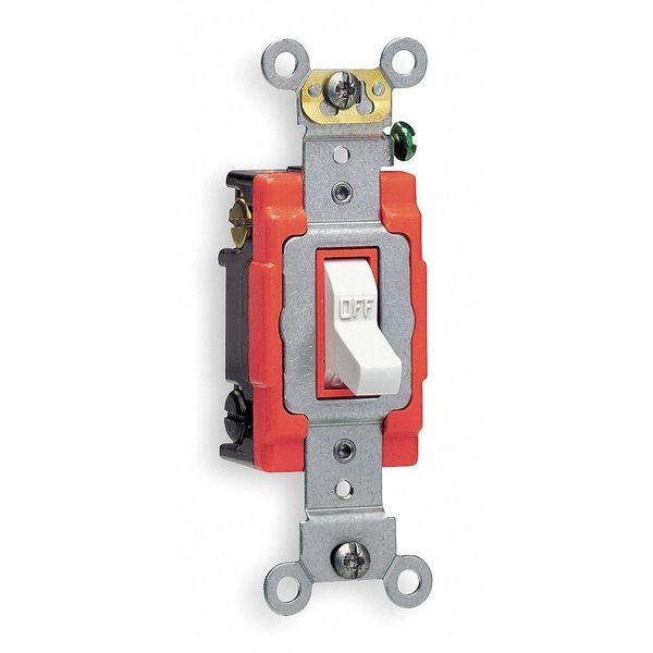Interruptor de pared Leviton, 2 polos, 120/277V, 20A, blanco, palanca - 1222-2W