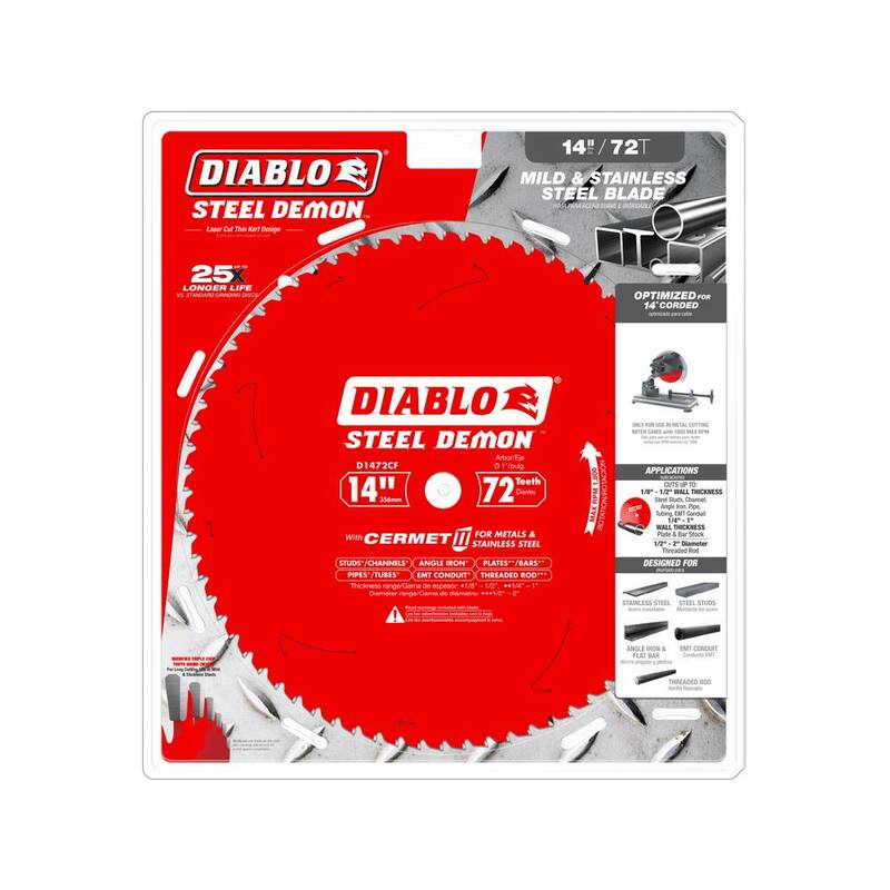 DIABLO Hoja de sierra circular Steel Demon Cermet II de 14 pulgadas x 72 dientes para metal mediano - D1472CF