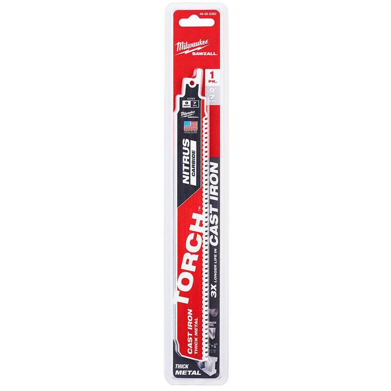Milwaukee 9 pulgadas 8 TPI TORCH Nitrus Carbide Teeth Metal Cutting SAWZALL Hoja de sierra de vaivén - 48-00-5262