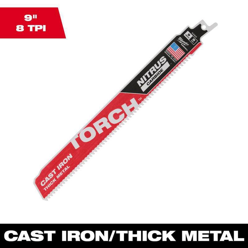 Milwaukee 9 pulgadas 8 TPI TORCH Nitrus Carbide Teeth Metal Cutting SAWZALL Hoja de sierra de vaivén - 48-00-5262