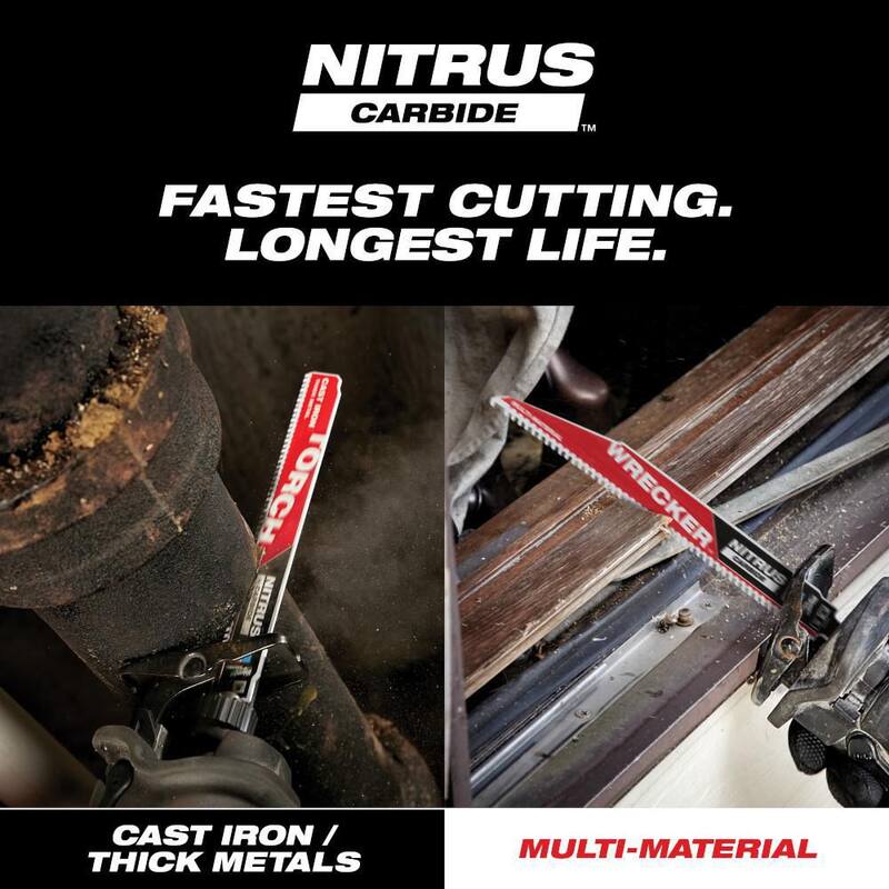 Milwaukee 9 pulgadas 8 TPI TORCH Nitrus Carbide Teeth Metal Cutting SAWZALL Hoja de sierra de vaivén - 48-00-5262