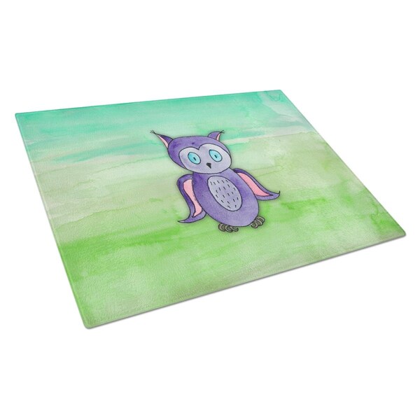 Carolines Treasures Purple Owl Watercolor Glass Cutting Board Large - BB7429LCB