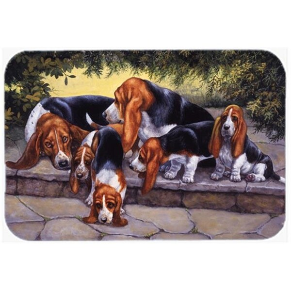 Carolines Treasures Carolines Treasures BDBA0276LCB Basset Hound Puppies; Momma & Daddy Glass Large Cutting Board - BDBA0276LCB