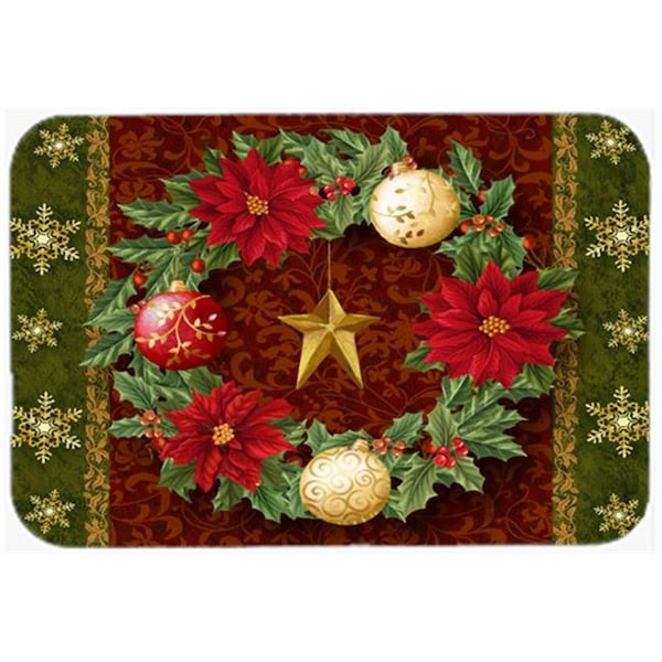 Carolines Treasures Carolines Treasures PTW2007LCB Holly Wreath With Christmas Ornaments Glass Cutting Board; Large - PTW2007LCB