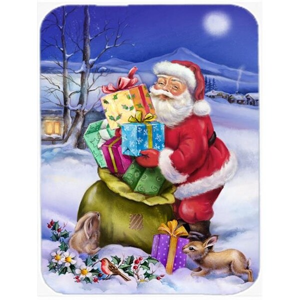 Carolines Treasures Carolines Treasures APH6556LCB Christmas Santa Claus with Rabbits Glass Large Cutting Board - APH6556LCB