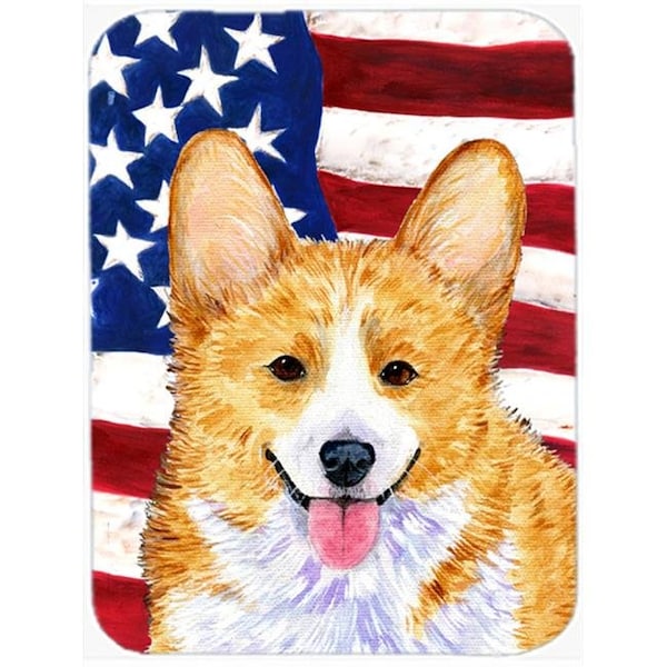 Carolines Treasures Carolines Treasures SS4048LCB USA American Flag With Corgi Glass Cutting Board - Large - SS4048LCB