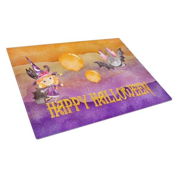 Carolines Treasures Halloween Little Witch & Bat Glass Cutting Board Large - BB7458LCB