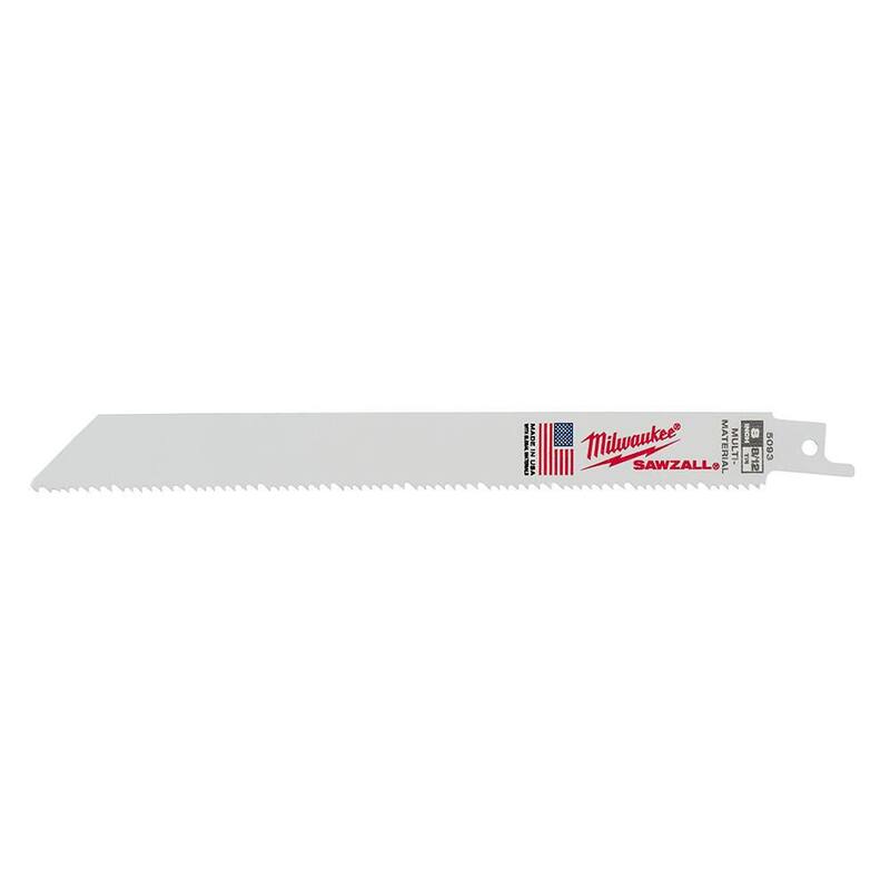 Milwaukee 8 in. 8/12 Dientes por pulgada Hojas de sierra reciprocante Sawzall para corte de materiales múltiples (paquete de 5) - 48-00-5093