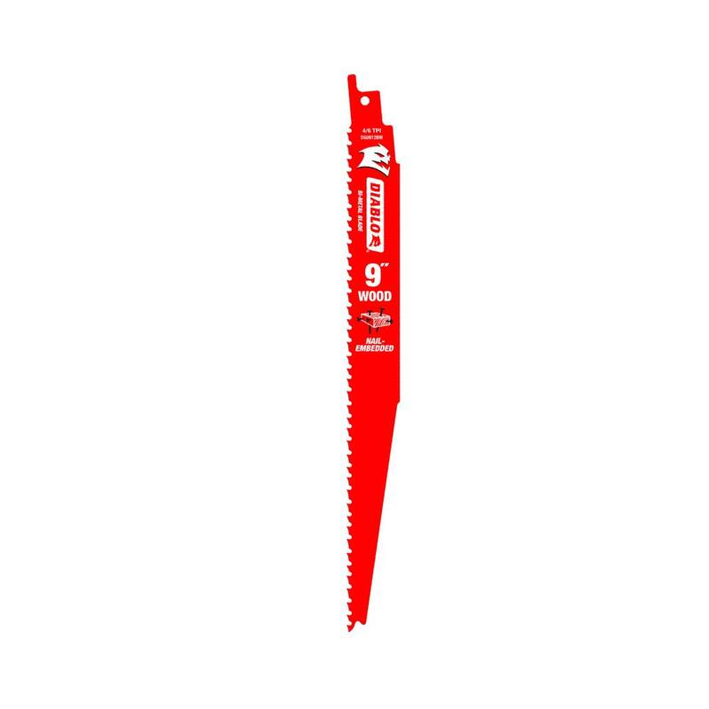 DIABLO 9 pulgadas 4/6 TPI Hoja de Sierra Recíproca Bimetálica para Madera con Clavos Incrustados - DS0912BW