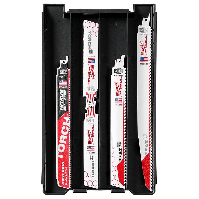 Milwaukee SAWZALL 9 in. 8 TPI Metal Cutting NITRUS Torch Reciprocating Saw Blade Set PACKOUT Kit (22-Pack) - 49-22-5640

Kit de cuchillas de sierra alternativa Milwaukee SAWZALL 9 in. 8 TPI Metal Cutting NITRUS Torch PACKOUT (juego de 22 piezas) - 49-22-5640