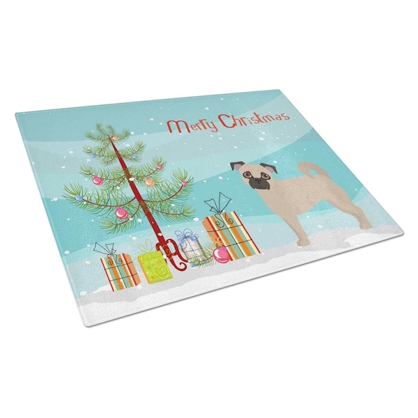 Carolines Treasures Fawn Chug Christmas Tree Glass Cutting Board Large - CK3821LCB