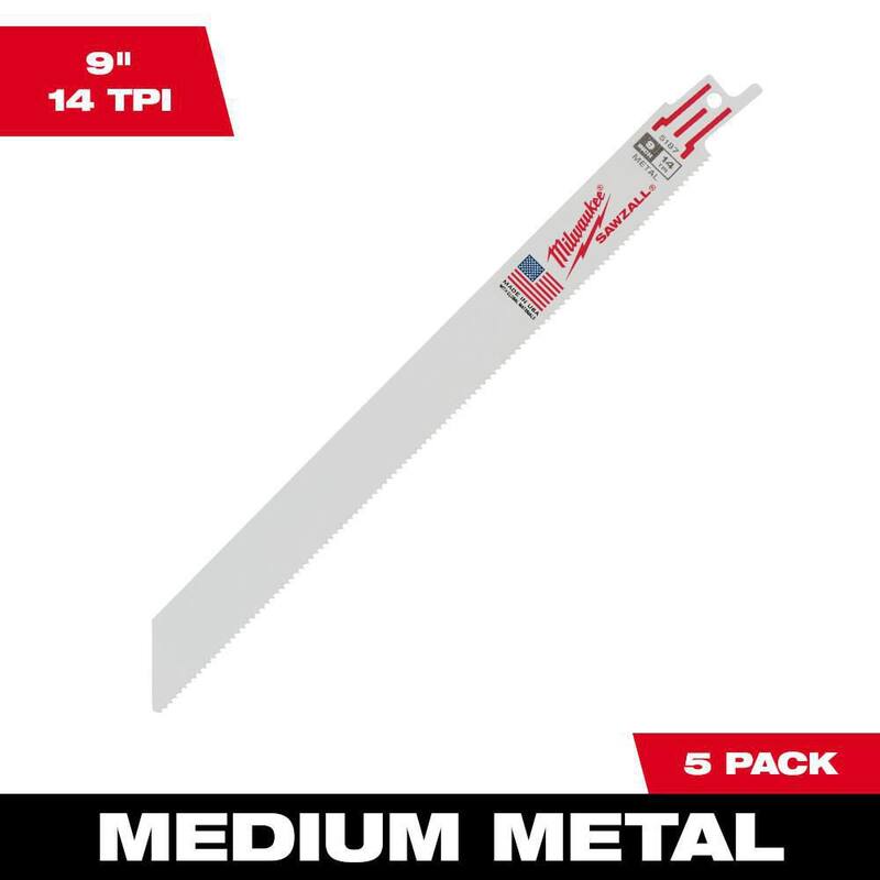 Hoja de sierra alternativa para corte de metal mediano de 9 pulgadas y 14 TPI Milwaukee (paquete de 5) - 48-00-5187