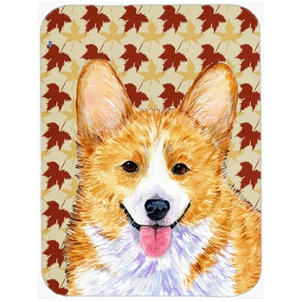 Carolines Treasures Carolines Treasures SS4370LCB 12 x 15 in. Corgi Fall Leaves Portrait Glass Cutting Board; Large - SS4370LCB