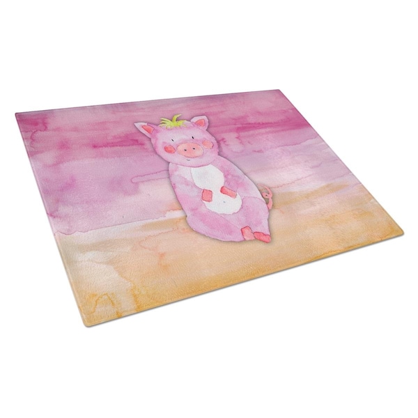 Carolines Treasures Pig Watercolor Glass Cutting Board Large - BB7416LCB
