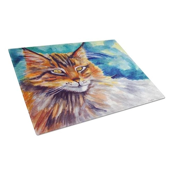 Carolines Treasures Carolines Treasures 7421LCB Maine Coon Cat Watching You Glass Cutting Board - Large - 7421LCB