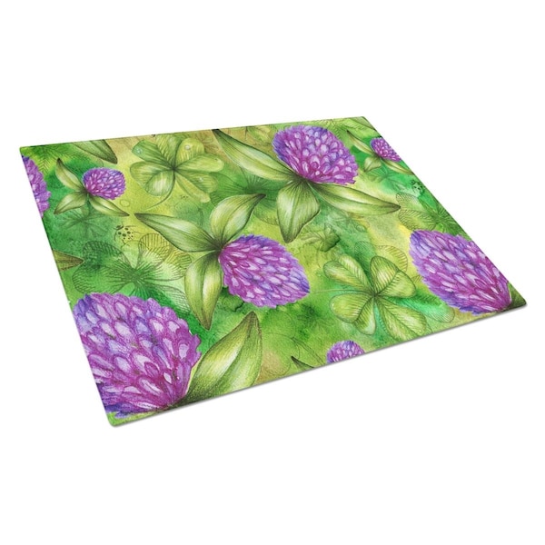 Carolines Treasures Shamrocks in Bloom Glass Cutting Board Large - BB5756LCB