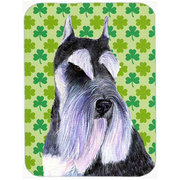 Carolines Treasures Schnauzer St. Patricks Day Shamrock Portrait Glass Cutting Board- Large - SS4408LCB