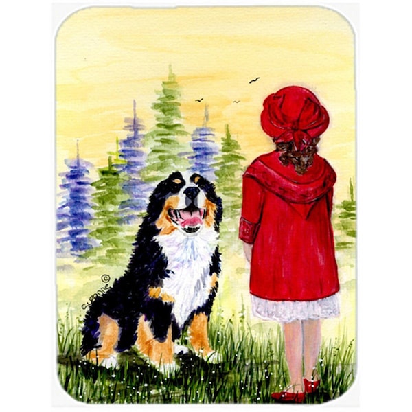 Carolines Treasures Little Girl with her Bernese Mountain Dog Glass Cutting Board - Large- 15 H x 12 L in. - SS8531LCB