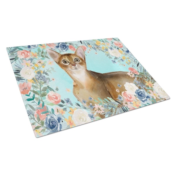 Carolines Treasures Abyssinian Spring Flowers Glass Cutting Board Large - CK3386LCB