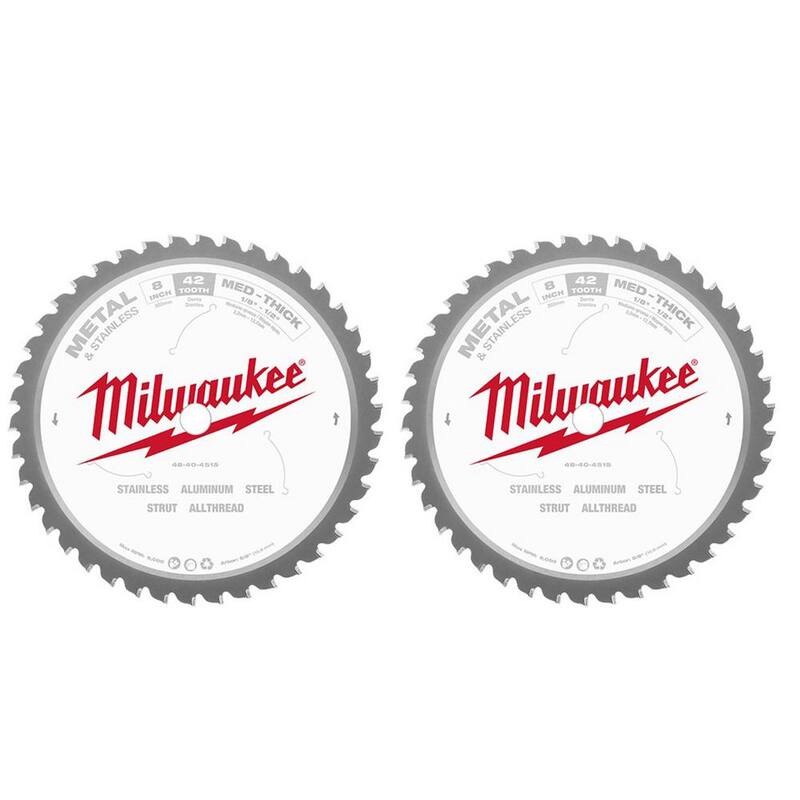 Milwaukee 8 pulgadas x 42 dientes de carburo Hoja de sierra circular para corte de metal y acero inoxidable (paquete de 2) - 48-40-4515-48-40-4515