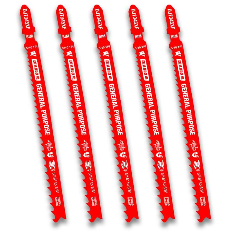 Hoja de sierra de calar bimetálica para uso general DIABLO 5-1/4 pulg. x 5/10 TPI (paquete de 5) - DJT345XF5