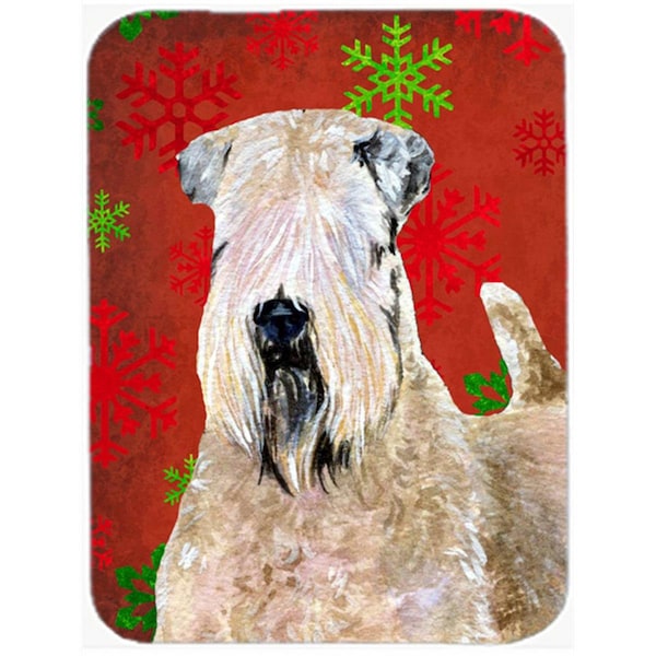Carolines Treasures Wheaten Terrier Soft Coated Red Snowflakes Christmas- Glass Cutting Board - Large - SS4700LCB
