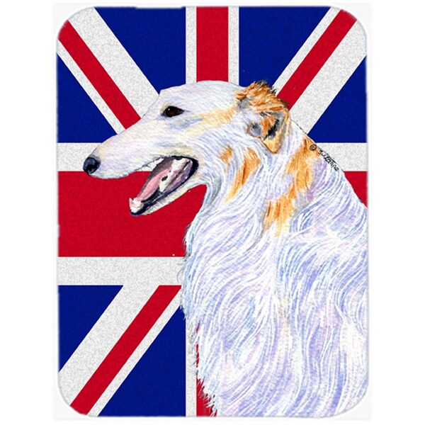 Carolines Treasures Borzoi With English Union Jack British Flag Glass Cutting Board - Large - SS4917LCB