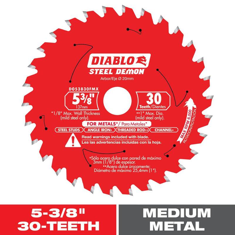 DIABLO Steel Demon 5-3/8 pulgadas x 30 dientes Hoja de sierra circular para corte de metal con bujes - D053830FMX